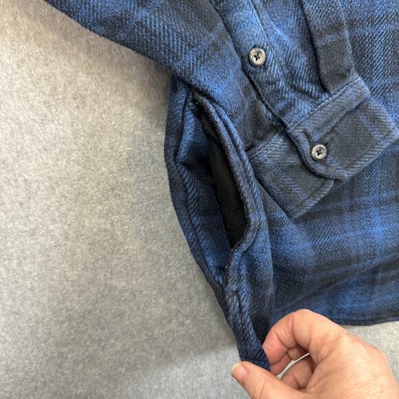 Orvis Shacket Mens 2XL Blue Black Plaid Pockets Heavy Flannel Button Up Outdoor - Picture 5 of 12